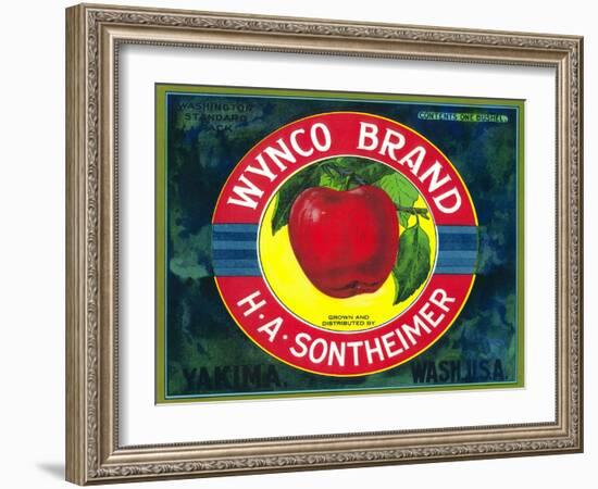 Wynco Apple Label - Yakima, WA-Lantern Press-Framed Art Print