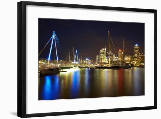 Wynyard Crossing Bridge and Cbd, Auckland Waterfront, North Island, New Zealand-David Wall-Framed Photographic Print