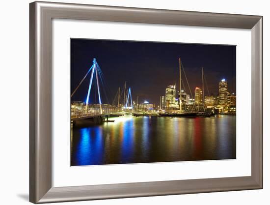 Wynyard Crossing Bridge and Cbd, Auckland Waterfront, North Island, New Zealand-David Wall-Framed Photographic Print