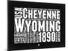 Wyoming Black and White Map-NaxArt-Mounted Art Print