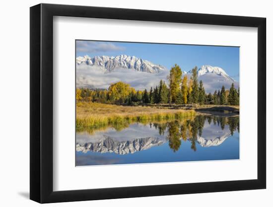 Wyoming. Grand Teton NP, Schwabacher Landing, Mt. Moran and the Teton mountains-Elizabeth Boehm-Framed Photographic Print