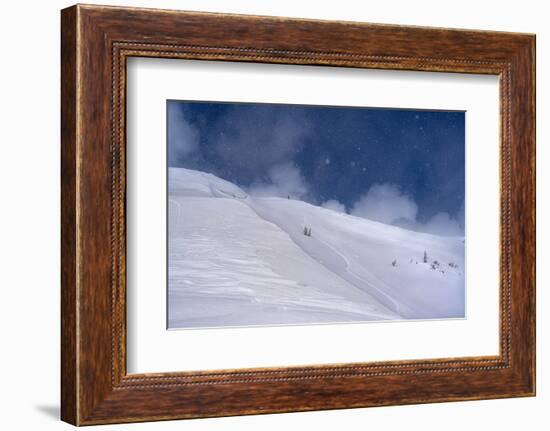 Wyoming. Man getting ready for descent of Mount Taylor, highest peak in Southern Teton Mountains-Howie Garber-Framed Photographic Print