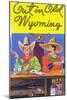 Wyoming - Out in Old Wyoming; Cowboys at a Bar-Lantern Press-Mounted Art Print