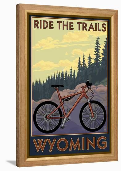 Wyoming - Ride the Trails-Lantern Press-Framed Stretched Canvas