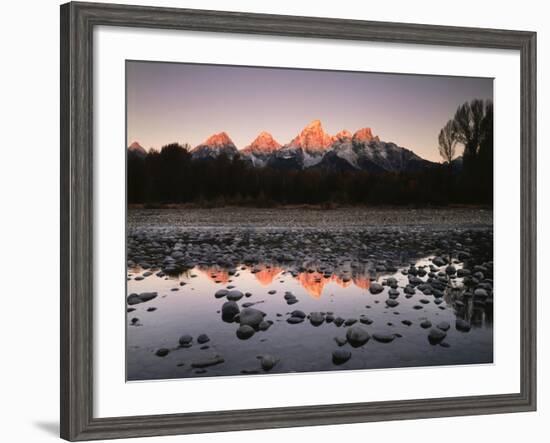 Wyoming, Rocky Mts, the Grand Tetons Reflecting in the Snake River-Christopher Talbot Frank-Framed Photographic Print