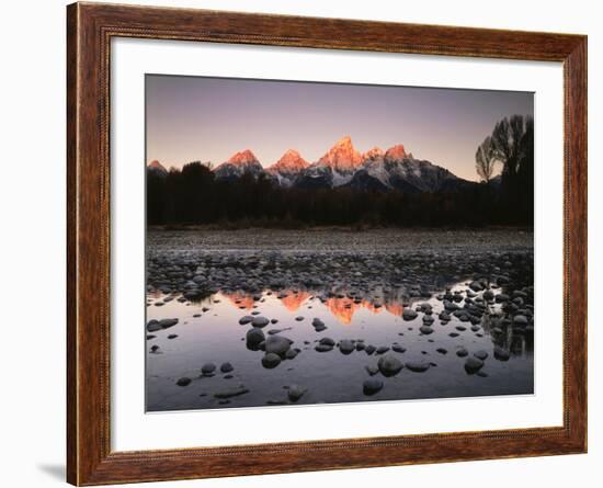 Wyoming, Rocky Mts, the Grand Tetons Reflecting in the Snake River-Christopher Talbot Frank-Framed Photographic Print