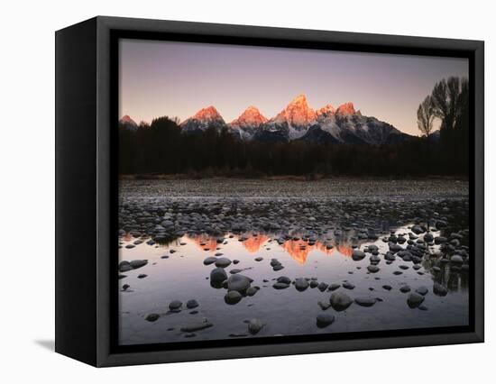 Wyoming, Rocky Mts, the Grand Tetons Reflecting in the Snake River-Christopher Talbot Frank-Framed Premier Image Canvas