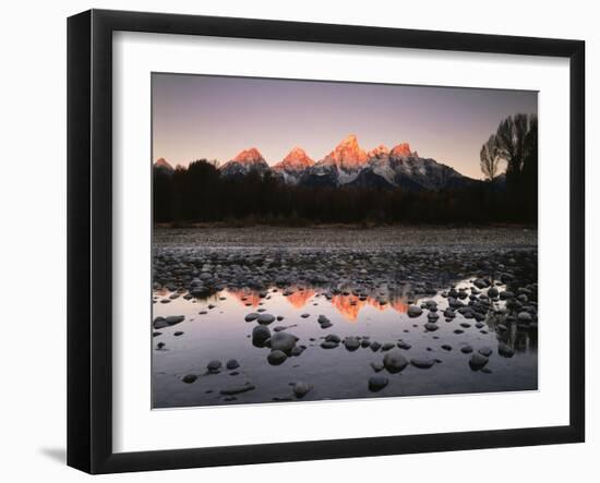 Wyoming, Rocky Mts, the Grand Tetons Reflecting in the Snake River-Christopher Talbot Frank-Framed Photographic Print