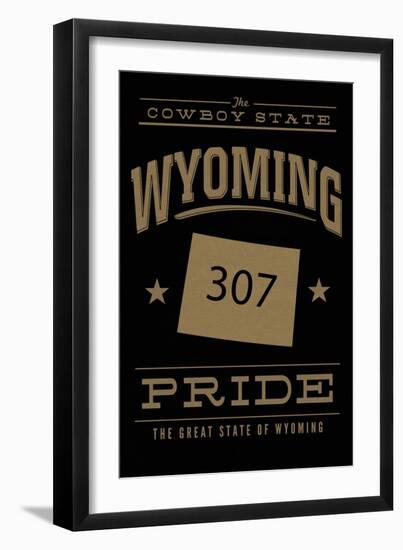 Wyoming State Pride - 307 - Gold on Black-Lantern Press-Framed Art Print