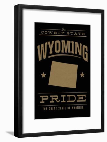 Wyoming State Pride - Gold on Black-Lantern Press-Framed Art Print