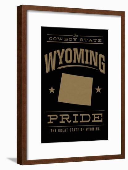 Wyoming State Pride - Gold on Black-Lantern Press-Framed Art Print