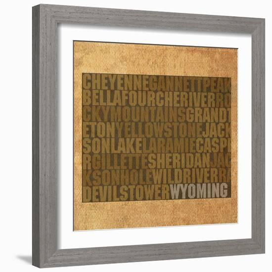 Wyoming State Words-David Bowman-Framed Giclee Print