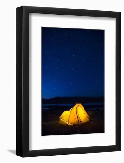 Wyoming, Sublette County. Soda Lake, a tent is lit up at Soda Lake.-Elizabeth Boehm-Framed Photographic Print