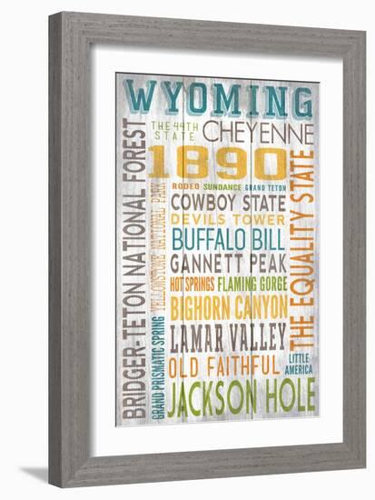 Wyoming - Typography-Lantern Press-Framed Art Print