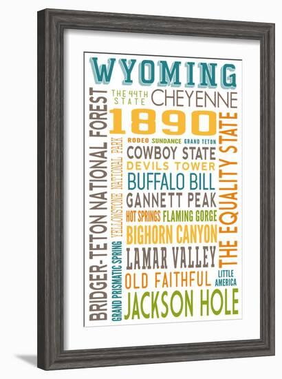 Wyoming - Typography-Lantern Press-Framed Art Print