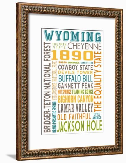 Wyoming - Typography-Lantern Press-Framed Art Print