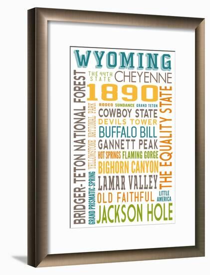 Wyoming - Typography-Lantern Press-Framed Art Print