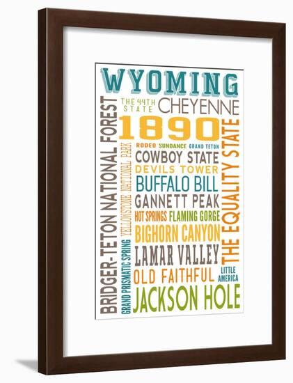 Wyoming - Typography-Lantern Press-Framed Art Print