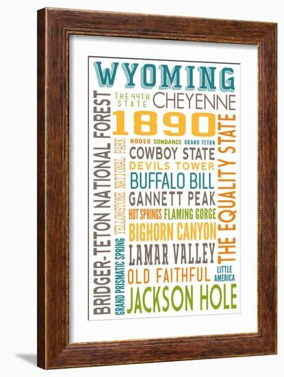 Wyoming - Typography-Lantern Press-Framed Art Print