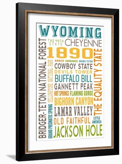 Wyoming - Typography-Lantern Press-Framed Art Print