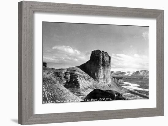 Wyoming - US Hwy 30 View of Toll Gate Rock, Green River-Lantern Press-Framed Art Print