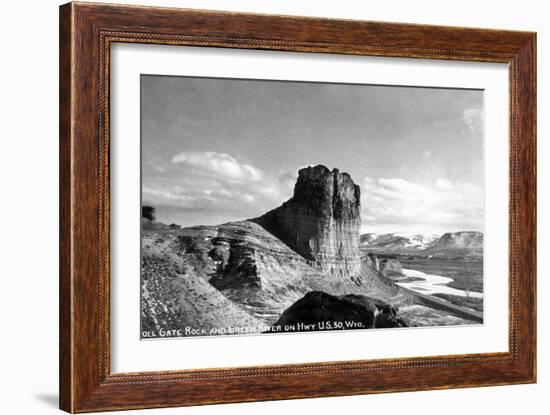 Wyoming - US Hwy 30 View of Toll Gate Rock, Green River-Lantern Press-Framed Art Print