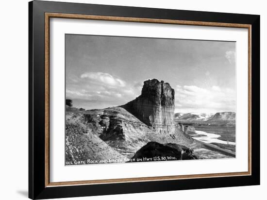 Wyoming - US Hwy 30 View of Toll Gate Rock, Green River-Lantern Press-Framed Art Print