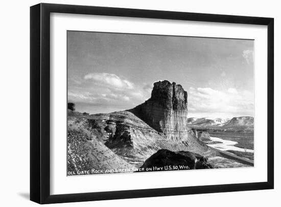 Wyoming - US Hwy 30 View of Toll Gate Rock, Green River-Lantern Press-Framed Art Print