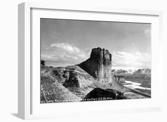 Wyoming - US Hwy 30 View of Toll Gate Rock, Green River-Lantern Press-Framed Art Print