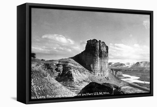 Wyoming - US Hwy 30 View of Toll Gate Rock, Green River-Lantern Press-Framed Stretched Canvas