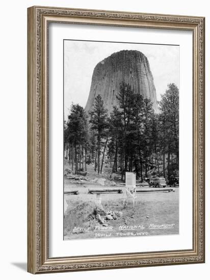 Wyoming - View of Devil's Tower National Monument-Lantern Press-Framed Art Print