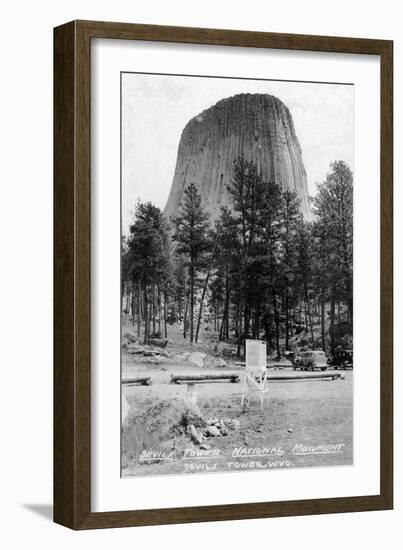 Wyoming - View of Devil's Tower National Monument-Lantern Press-Framed Art Print