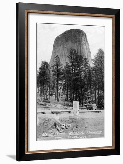 Wyoming - View of Devil's Tower National Monument-Lantern Press-Framed Art Print