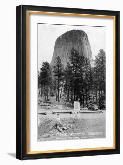 Wyoming - View of Devil's Tower National Monument-Lantern Press-Framed Art Print