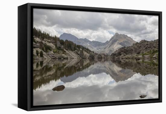 Wyoming, Wind River Range, Small Lake with Mountain Reflection-Elizabeth Boehm-Framed Premier Image Canvas