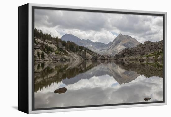 Wyoming, Wind River Range, Small Lake with Mountain Reflection-Elizabeth Boehm-Framed Premier Image Canvas