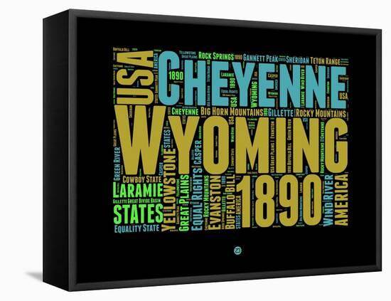 Wyoming Word Cloud 1-NaxArt-Framed Stretched Canvas