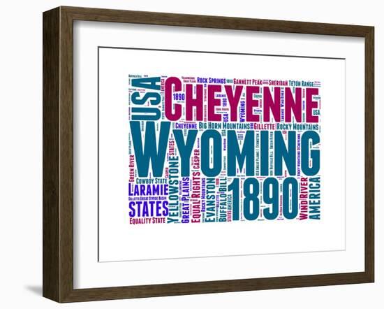Wyoming Word Cloud Map-NaxArt-Framed Art Print