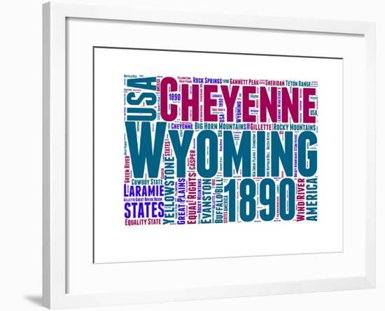 Wyoming Word Cloud Map-NaxArt-Framed Art Print