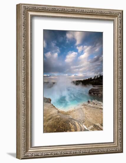 Wyoming, Yellowstone National Park. Clouds and Steam Converging at Excelsior Geyser-Judith Zimmerman-Framed Photographic Print