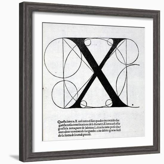 X, Illustration from 'Divina Proportione' by Luca Pacioli (C.1445-1517), Originally Pub. Venice,…-Leonardo da Vinci-Framed Giclee Print