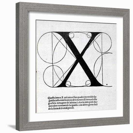 X, Illustration from 'Divina Proportione' by Luca Pacioli (C.1445-1517), Originally Pub. Venice,…-Leonardo da Vinci-Framed Giclee Print