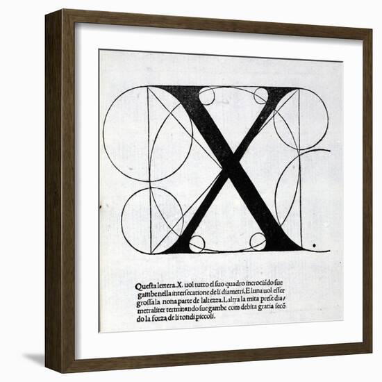 X, Illustration from 'Divina Proportione' by Luca Pacioli (C.1445-1517), Originally Pub. Venice,…-Leonardo da Vinci-Framed Giclee Print