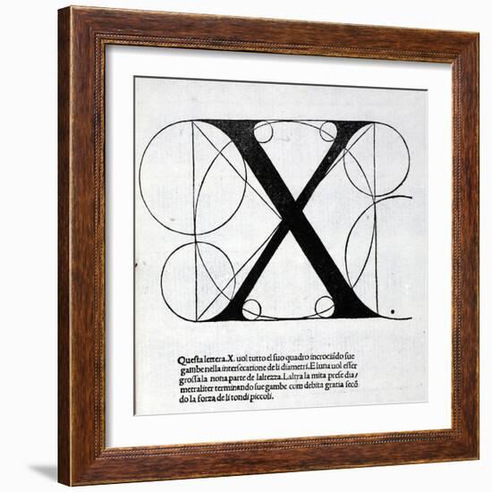 X, Illustration from 'Divina Proportione' by Luca Pacioli (C.1445-1517), Originally Pub. Venice,…-Leonardo da Vinci-Framed Giclee Print