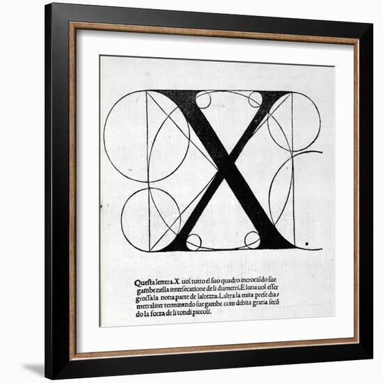 X, Illustration from 'Divina Proportione' by Luca Pacioli (C.1445-1517), Originally Pub. Venice,…-Leonardo da Vinci-Framed Giclee Print