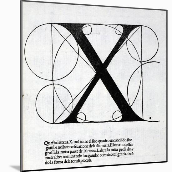 X, Illustration from 'Divina Proportione' by Luca Pacioli (C.1445-1517), Originally Pub. Venice,…-Leonardo da Vinci-Mounted Giclee Print