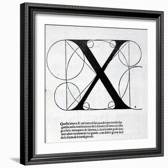 X, Illustration from 'Divina Proportione' by Luca Pacioli (C.1445-1517), Originally Pub. Venice,…-Leonardo da Vinci-Framed Giclee Print