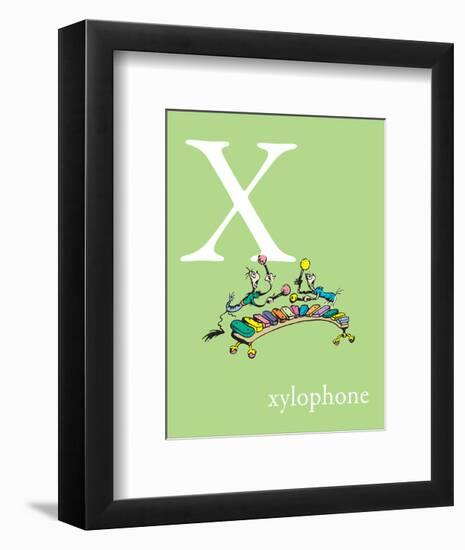 X is for Xylophone (green)-Theodor (Dr. Seuss) Geisel-Framed Art Print