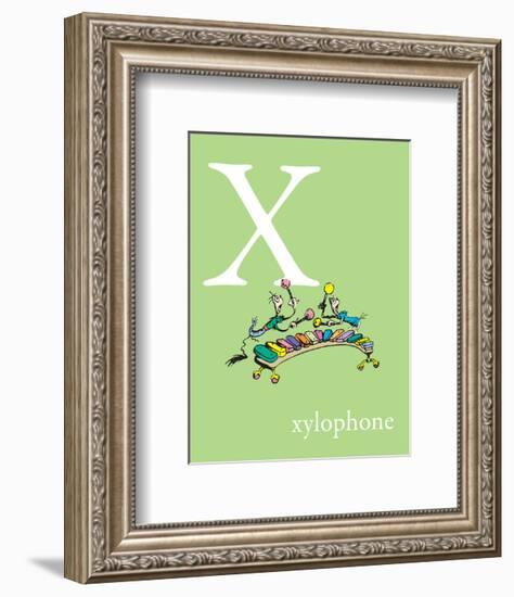 X is for Xylophone (green)-Theodor (Dr. Seuss) Geisel-Framed Art Print