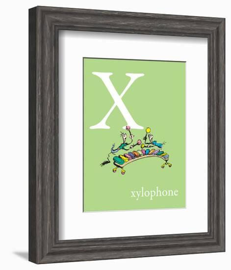 X is for Xylophone (green)-Theodor (Dr. Seuss) Geisel-Framed Art Print